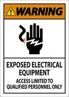 Warning Sign Exposed Electrical Equipment, Access Limited To Qualified Personnel Only vector