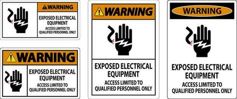 Warning Sign Exposed Electrical Equipment, Access Limited To Qualified Personnel Only vector