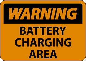 Warning Sign Battery Charging Area On White Background vector