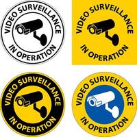 Notice Video Surveillance In Operation Sign White Background vector