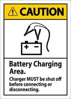 Caution Sign Battery Charging Area, Charger Must Be Shut Off Before Connecting or Disconnecting vector