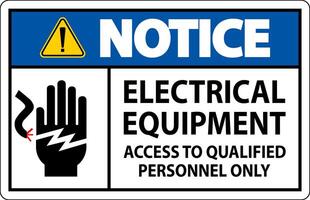 Notice Sign Electrical Equipment, Access To Qualified Personnel Only vector