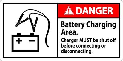 Danger Sign Battery Charging Area, Charger Must Be Shut Off Before Connecting or Disconnecting vector