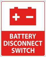 Battery Disconnect Switch Sign On White Background vector