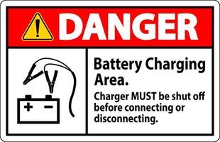 Danger Sign Battery Charging Area, Charger Must Be Shut Off Before Connecting or Disconnecting vector