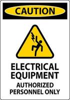 Caution Label Electrical Equipment, Authorized Personnel Only vector