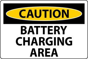 Caution Sign Battery Charging Area On White Background vector