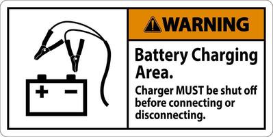 Warning Sign Battery Charging Area, Charger Must Be Shut Off Before Connecting or Disconnecting vector