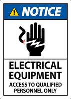 Notice Sign Electrical Equipment, Access To Qualified Personnel Only vector