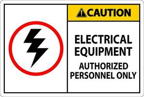 Electrical Safety Sign Caution, Electrical Equipment Authorized Personnel Only vector