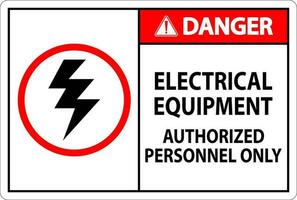 Electrical Safety Sign Danger, Electrical Equipment Authorized Personnel Only vector