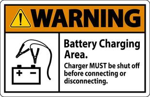 Warning Sign Battery Charging Area, Charger Must Be Shut Off Before Connecting or Disconnecting vector