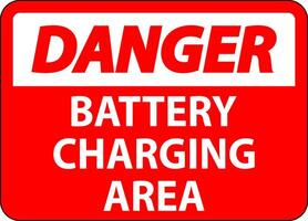 Danger Sign Battery Charging Area On White Background vector