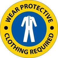Aviso use ropa protectora firmar sobre fondo blanco. vector