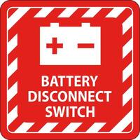 Battery Disconnect Switch Sign On White Background vector