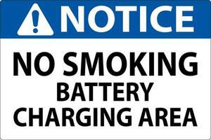 Notice Sign Battery Storage Area No Smoking vector