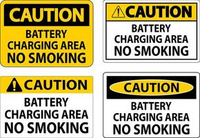 Caution Sign Battery Charging Area, No Smoking vector