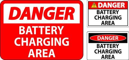 Danger Sign Battery Charging Area On White Background vector