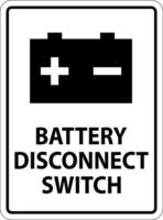 Battery Disconnect Switch Sign On White Background vector