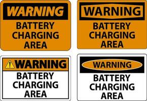 Warning Sign Battery Charging Area On White Background vector