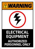 Electrical Safety Sign Warning, Electrical Equipment Authorized Personnel Only vector