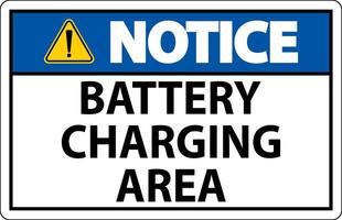 Notice Sign Battery Charging Area On White Background vector