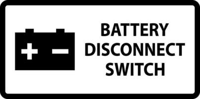 Battery Disconnect Switch Sign On White Background vector