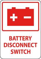 Battery Disconnect Switch Sign On White Background vector