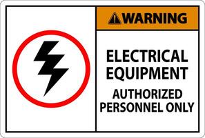 Electrical Safety Sign Warning, Electrical Equipment Authorized Personnel Only vector