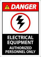 Electrical Safety Sign Danger, Electrical Equipment Authorized Personnel Only vector