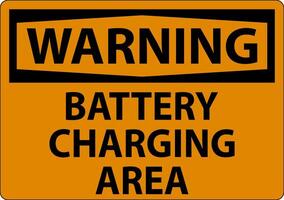 Warning Sign Battery Charging Area On White Background vector