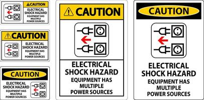 Caution Sign Electrical Shock Hazard, Equipment Has Multiple Power Sources vector