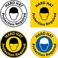Aviso de protección de casco requerido signo sobre fondo blanco. vector