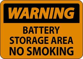 Warning Sign Battery Storage Area No Smoking vector