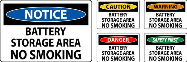 Danger Sign Battery Storage Area No Smoking vector