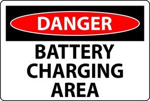 Danger Sign Battery Charging Area On White Background vector