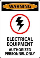 Electrical Safety Sign Warning, Electrical Equipment Authorized Personnel Only vector