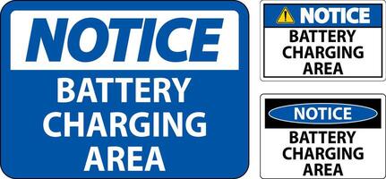 Notice Sign Battery Charging Area On White Background vector