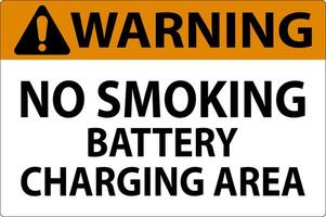 Warning Sign Battery Storage Area No Smoking vector