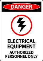 Electrical Safety Sign Danger, Electrical Equipment Authorized Personnel Only vector