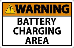 Warning Sign Battery Charging Area On White Background vector