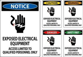 Danger Sign Exposed Electrical Equipment, Access Limited To Qualified Personnel Only vector