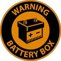 Warning Battery Box with Icon Sign On White Background vector