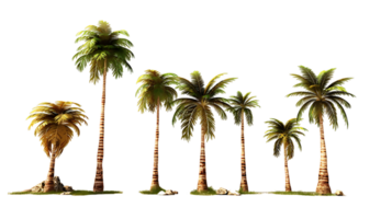 Palm tree set illustration collection transparent background ai generated png