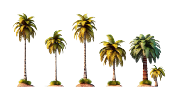 Palm tree set illustration collection transparent background ai generated png