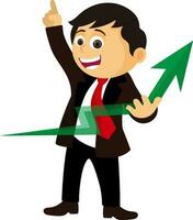 Businessman holding growth arrow. vector