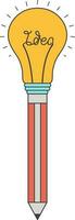 Flat icon of pencil and light bulb for a new business idea. vector