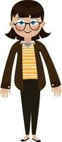 Standing business girl character. vector