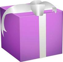 Glossy purple gift box in flat style. vector