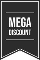 mega sconto etichetta con nero colore. sconto etichetta illustrazione. super affare e speciale offerte sconto tag. png